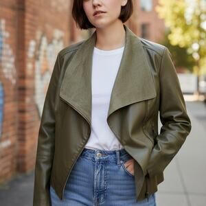 Bagatelle Women's Olive Faux Leather Jacket